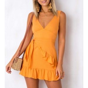 Orange wrap dress